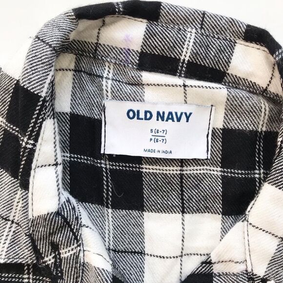 Old Navy NWT black/white plaid shirt dress S(6/7Y) - Picture 3 of 4